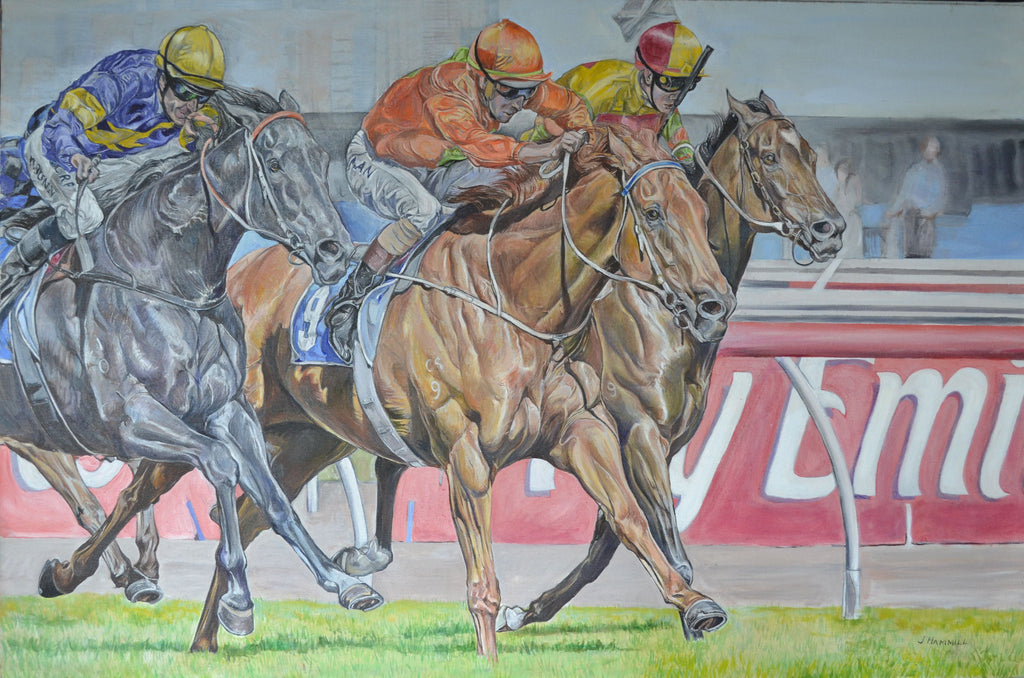 "Terravista ridden by Hugh Bowman"- Art Print